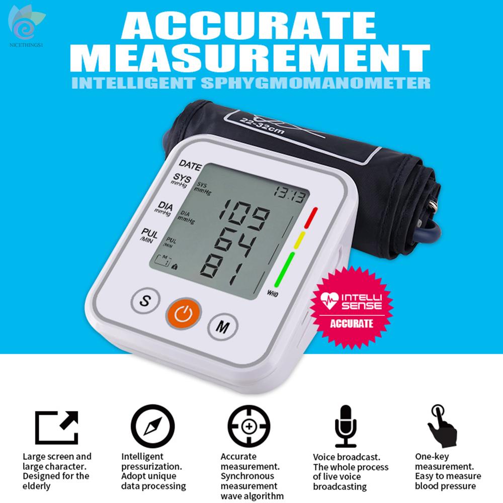 ET Blood Pressure Monitor Upper Arm Digital LCD Screen Electronic Sphygmomanometer Home Automatic Intelligent Arm-Cuff Sphygmomanometer Blood Pressure Meter