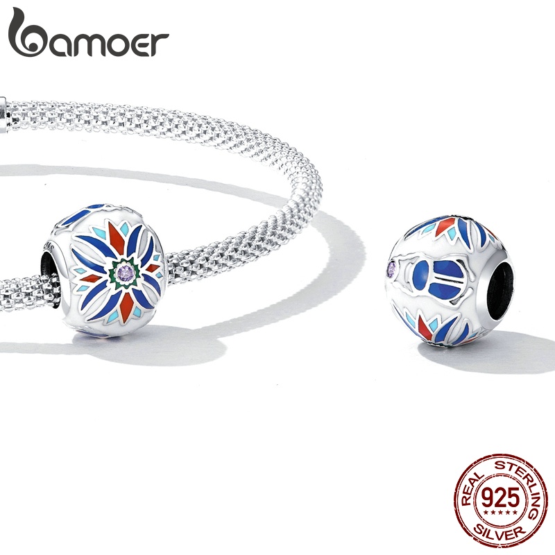 BAMOER Vòng cổ Bạc 925 Mặt Hình Hoa Sen Đính Đá Thời Trang Cho Nữ