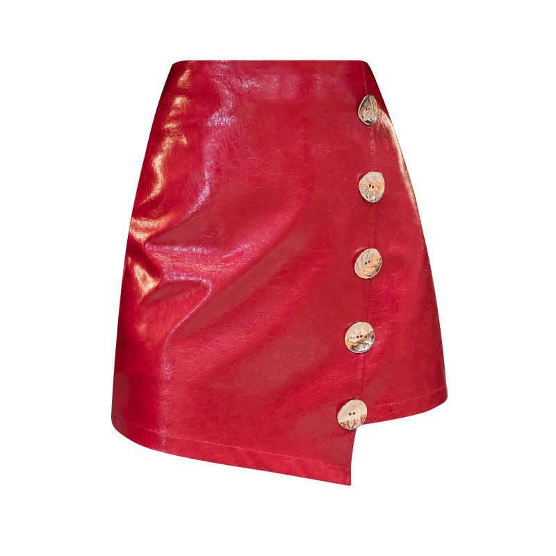 Irregular leather skirt, high-waisted skirt, bag skirt, a-word leisure skirt