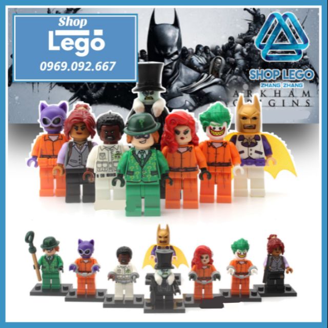 Xếp hình Batman Barbara và Poison Ivy Joker Catwoman - Aaron Cash - Penguin - Riddler Lego Minifigures Pogo PG8041