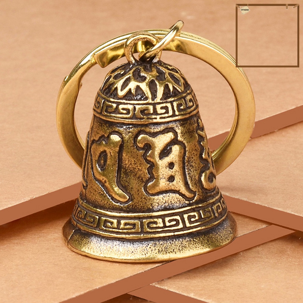 Chuông đồng nguyên chất phong thủy , móc khóa chuông chất liệu đồng thau xua tà khí cầu bình an