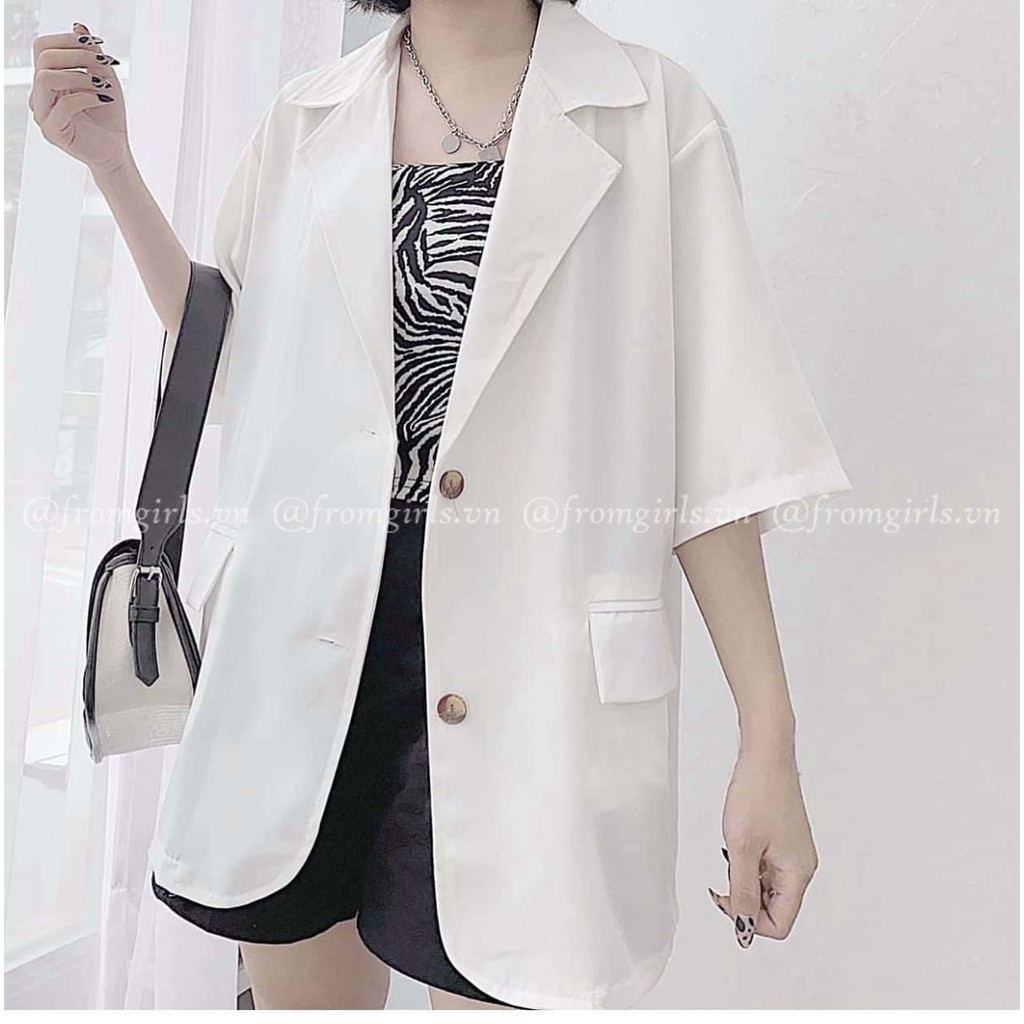 Áo blazer nữ cộc tay ,áo vest nữ cộc tay chất mát dáng rộng 2 khuy xinh xăn