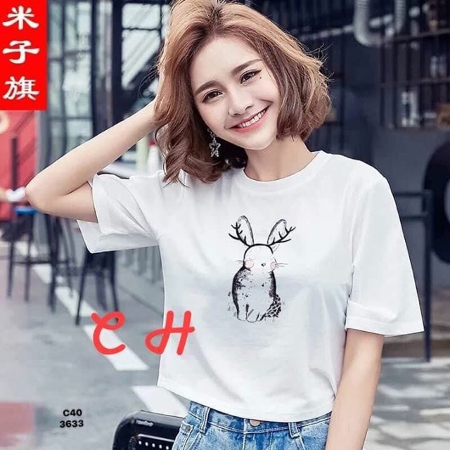 Áo croptop thỏ yêu (C)