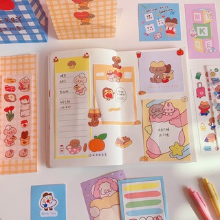 Combo set 35 món bullet journal dễ thương ( sticker, note, lomocard,...)