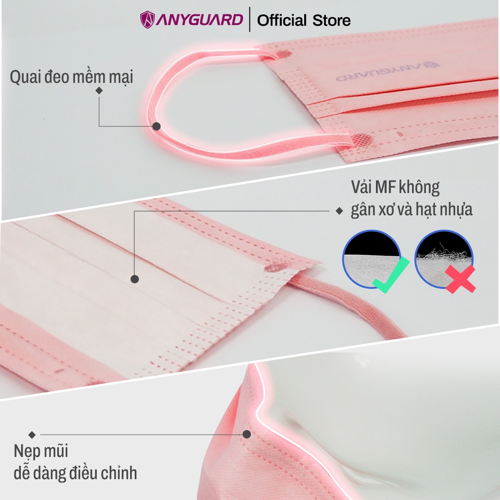 Khẩu Trang Hàn Quốc Sense 3 Lớp Kháng Khuẩn Chính Hãng ANYGUARD, Ngăn Tia UV, An Toàn Cho Da, Combo 30 Chiếc