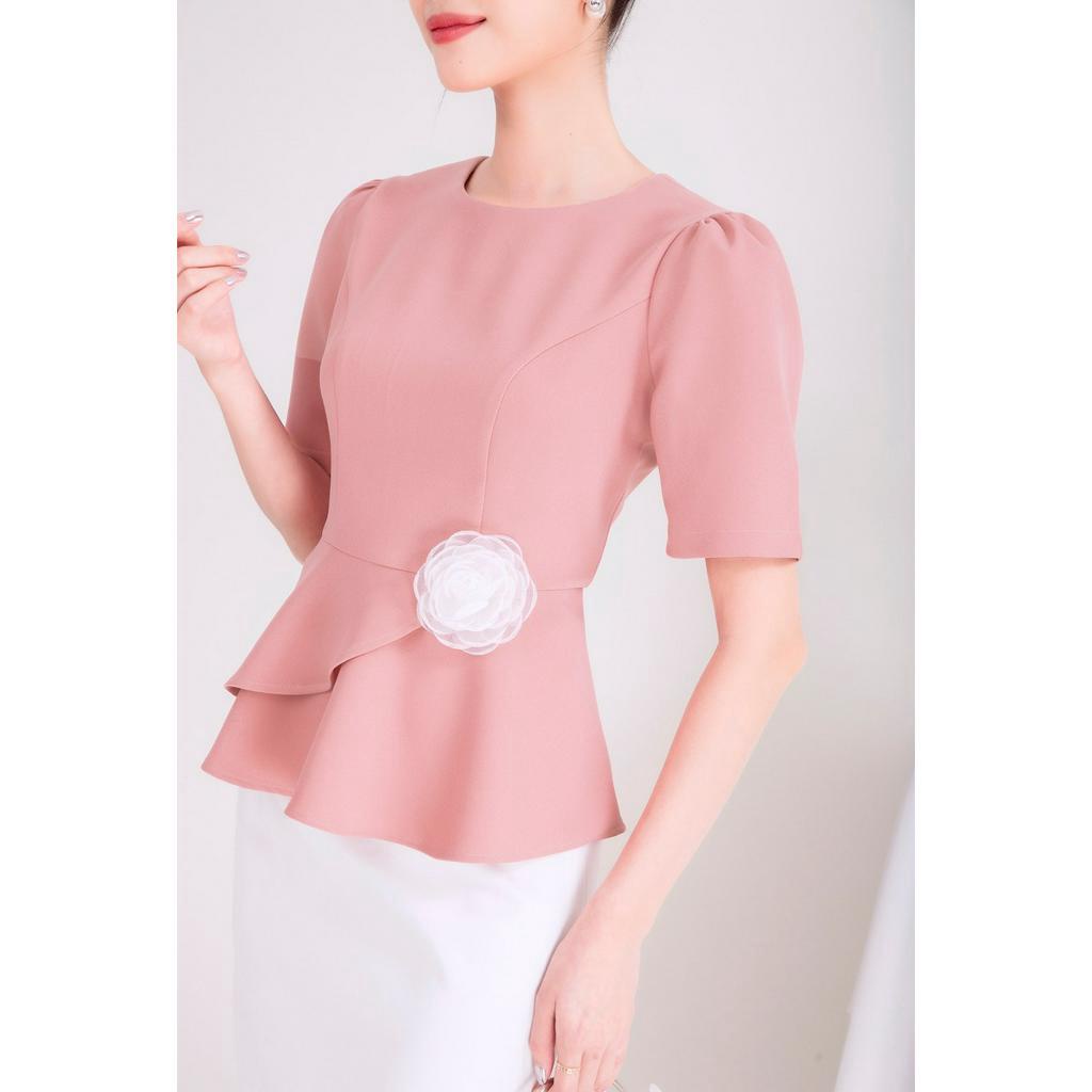 Áo kiểu peplum kết hoa A263 GUCO màu đỏ