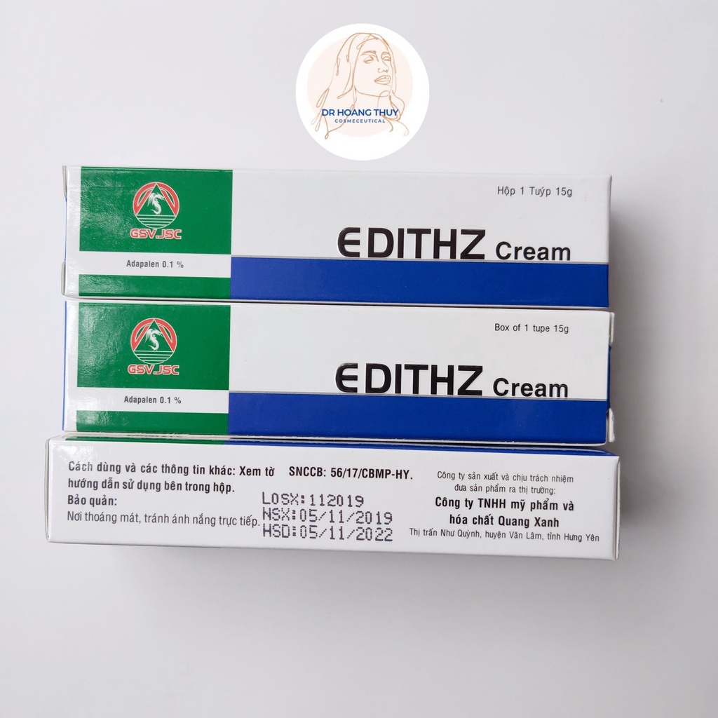 ✅[Chính Hãng] Edithz Cream GSV 15g - Adapalen 0.1% - Giảm Mụn Trứng Cá, Ẩn, Đầu Đen, Viêm