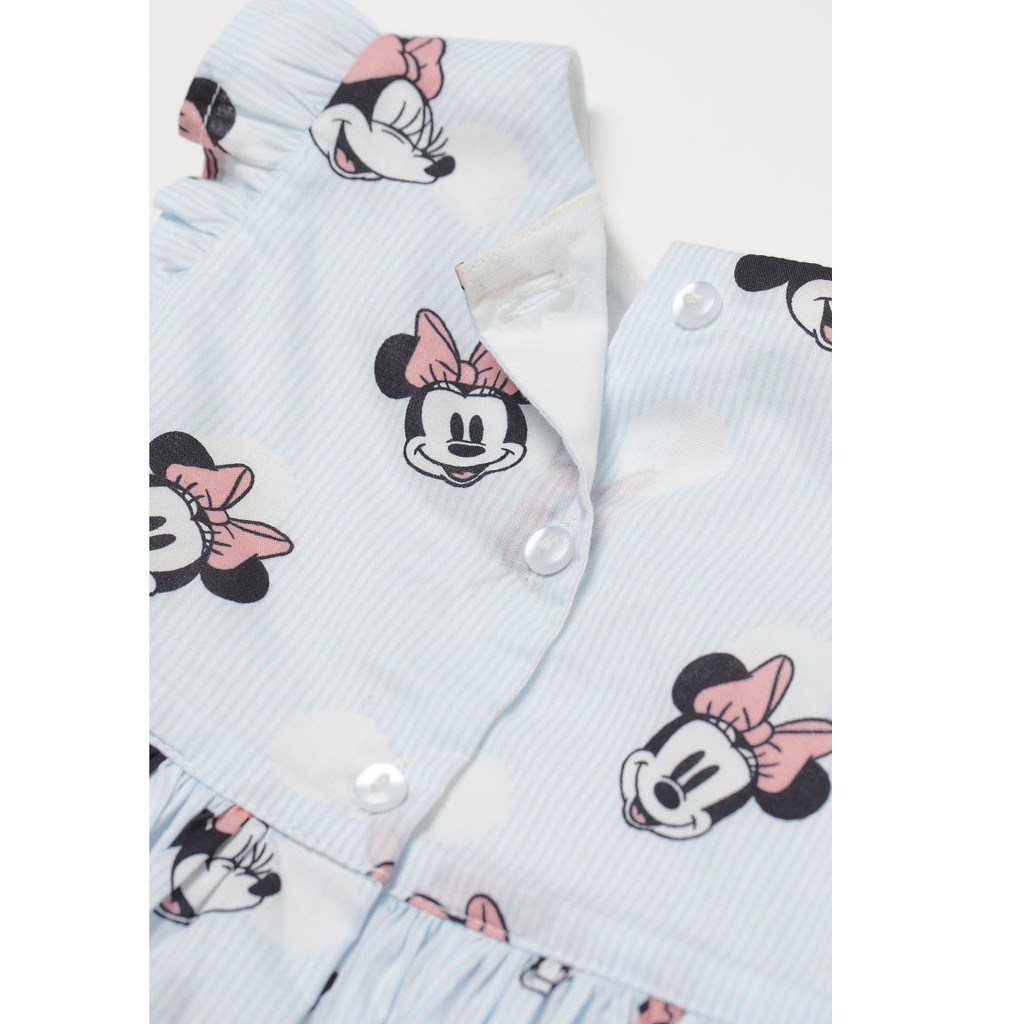 Váy vải cotton xanh nền Minnie xanh, có ly nhún điệu đà, Hờ mờ US săn SALE