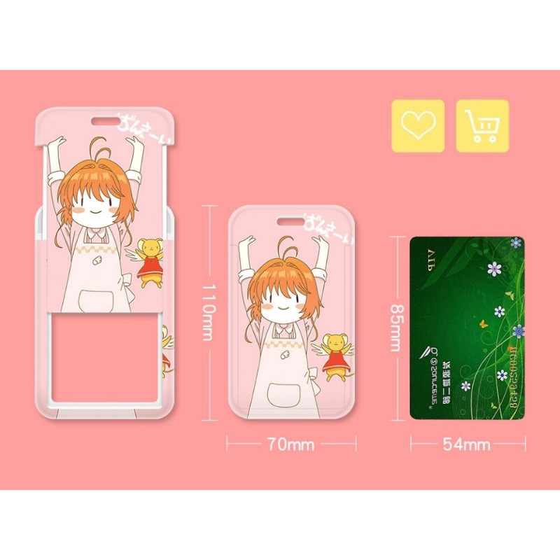 Bảng tên kèm dây đeo thẻ hình Sakura và mèo