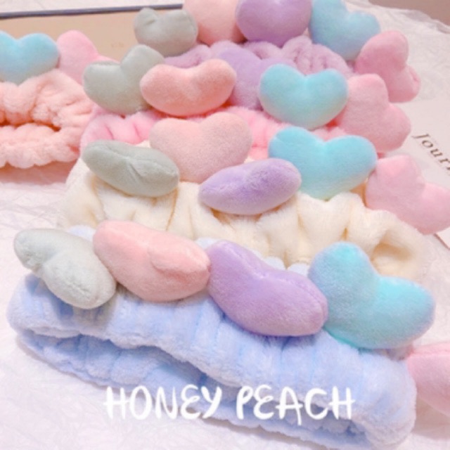 Băng đô chun 5 tim màu Pastel