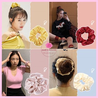 Dây Buộc Tóc Scrunchies, Dây Cột Tóc Scrunchies Bằng Vải Phi Bóng Nhiều Màu Cực Yêu