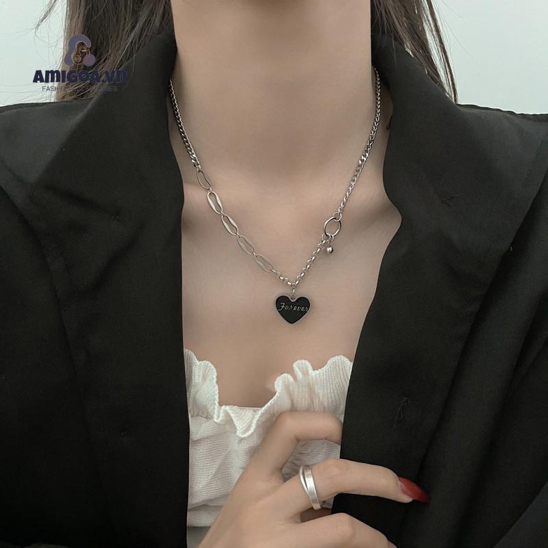 ✨✨Vòng cổ mặt trái tim đen phong cách hip hop thời trang