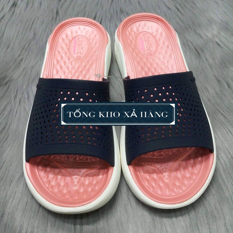 [Mã FASHIONT4WA2 giảm 10K đơn 50K] dép lê cross màu hồng quai xanh navy❤️FREESHIP❤️dép cross nam nữ LTRLE05