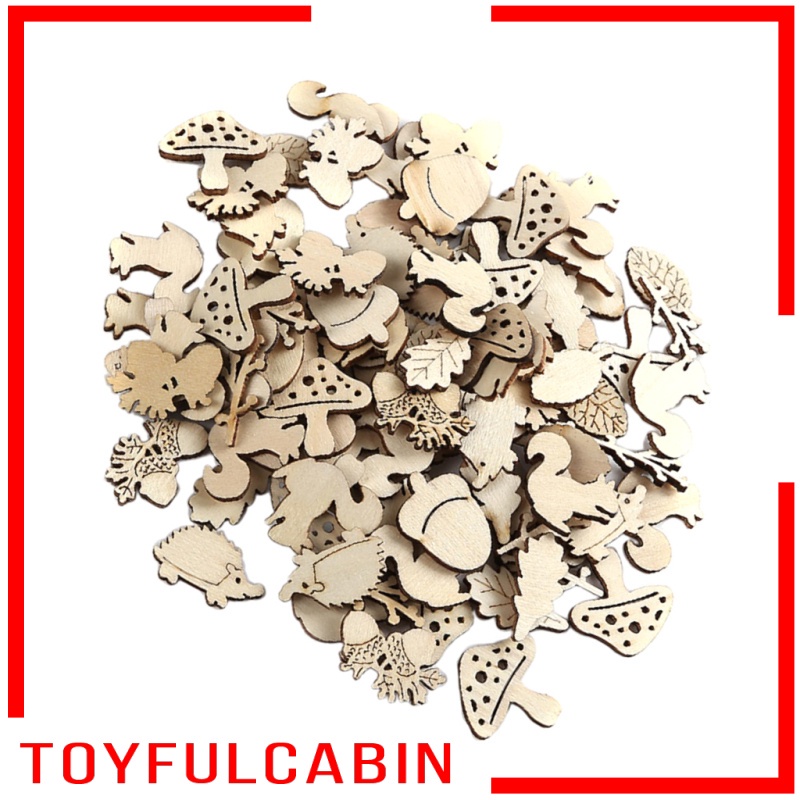 Set 50 Lát Gỗ Tự Nhiên Trang Trí Cây Treo DIY