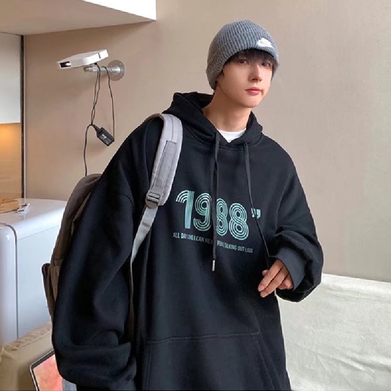 Áo hoodie Thể Thao Dáng Rộng Thoải Mái In Chữ Phong Cách Hàn Quốc Thời Trang Cho Nam Cỡ M-5XL