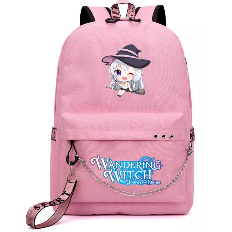 Balo thông minh đen hồng in hình HÀNH TRÌNH CỦA ELENA chibi anime cặp sách đi học