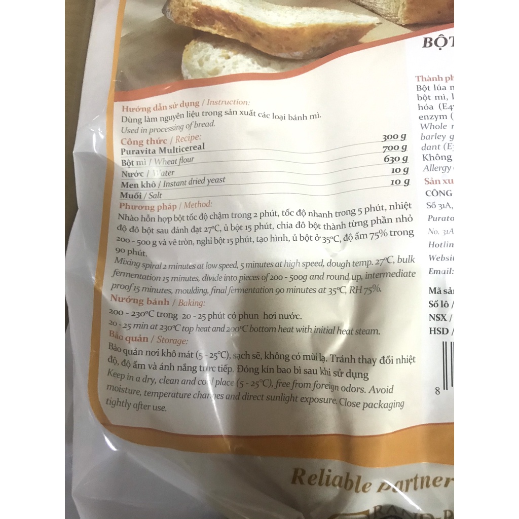 Bột trộn sẵn hạt ngũ cốc Puratos 200g