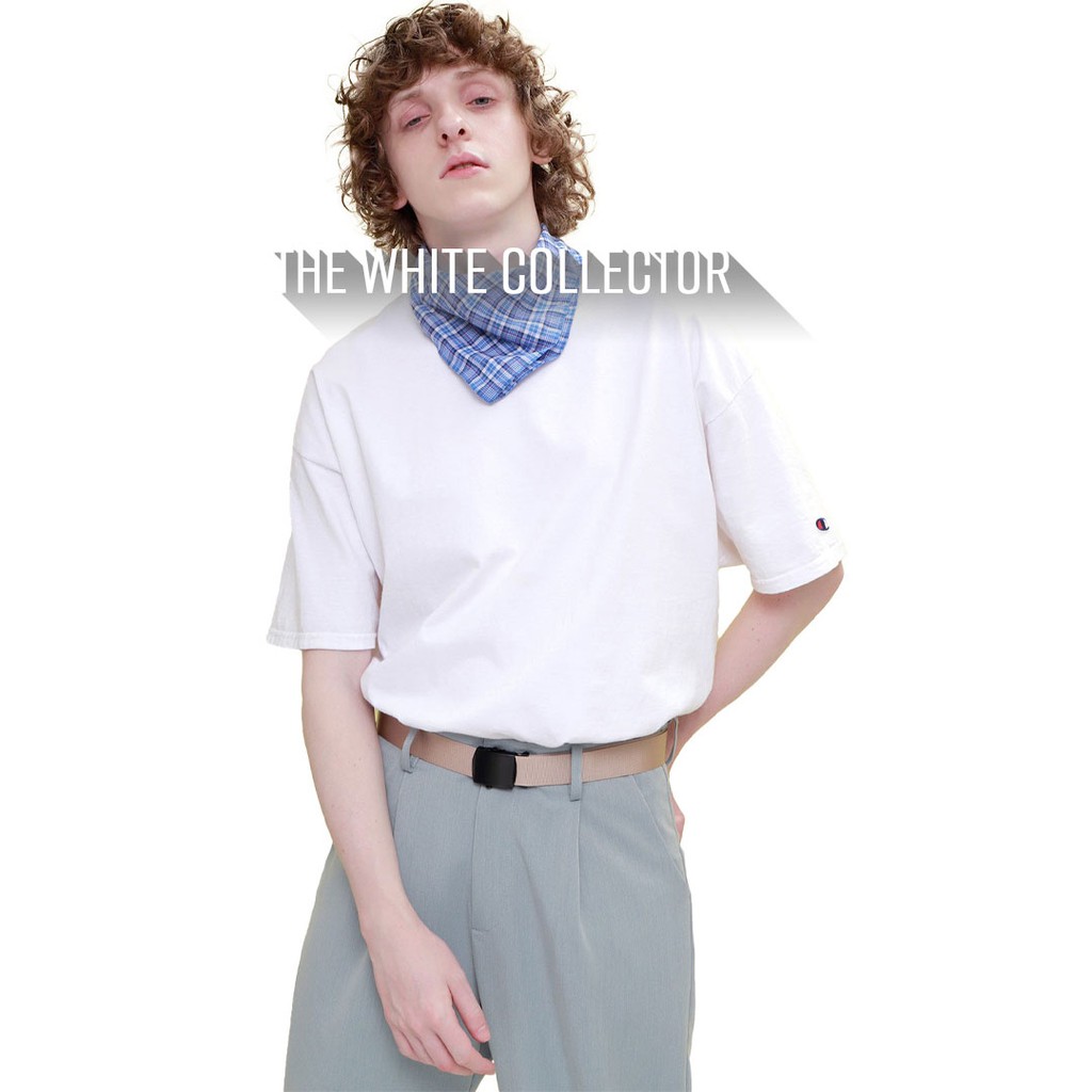 Áo Champion Basic T425 - Trắng AUTH  Hàn Quốc