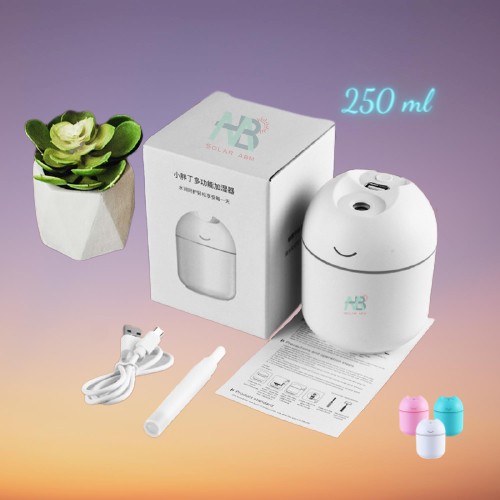 [1 Đổi 1] Máy Phun Sương Tạo Ẩm Mini , Xông Tinh Dầu , Khuếch Tán Khử Mùi , Lọc Không Khí 250ml USB Có Đèn LED -ABMsolar