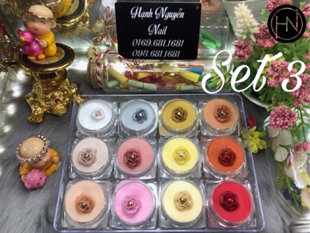 Set Bột Mỹ 3in1 Vẽ Nổi Đắp Hoa- Đắp Phom móng- Nhúng - Cọ Nặn Hoa