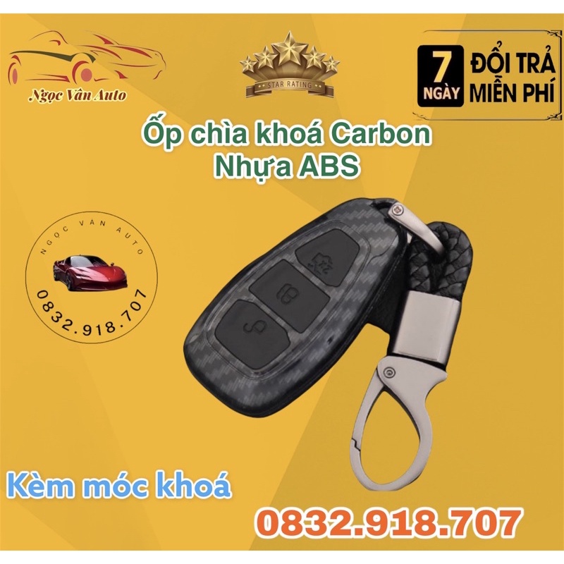 ốp chìa khoá Carbon Ecosport 2014 - 2017 chìa thông minh 3 nút