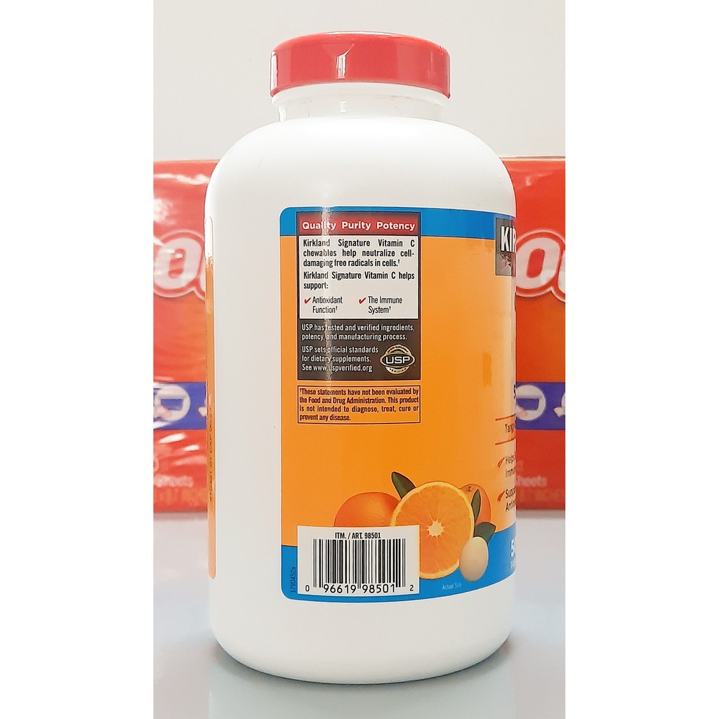 Kẹo ngậm vitamin C 500mg hương cam chai 500 viên hãng Kirkland Signature từ mỹ