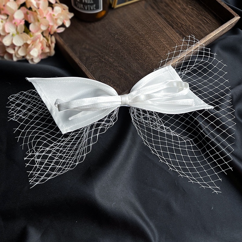 Kẹp Tóc Hình Nơ Bằng Satin Phong Cách Hàn Quốc Thanh Lịch Dành Cho Cô Dâu
