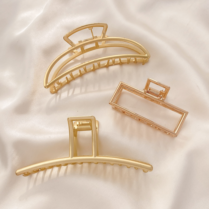 Kẹp Tóc Càng Cua Bằng Kim Loại Màu Trơn Đơn Giản Thanh Lịch Cho Nữ