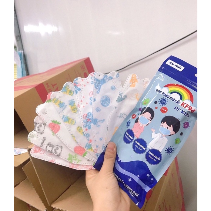 10 Gói (100 chiếc) Khẩu Trang Cho Bé F94 Đại Phát Công nghệ Dập Hàn Quốc, Thiết Kế Thời Trang Kháng Khuẩn