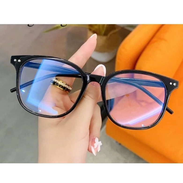 Mắt kính nam nữ trong suốt 2 chấm thời trang hàn quốc chống ánh sáng xanh K9