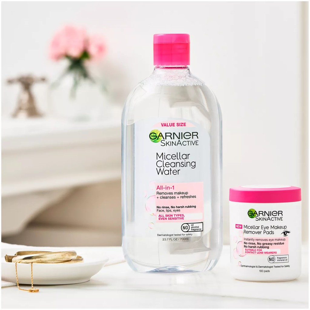 Nước tẩy trang không cồn Garnier SkinActive, nước tẩy trang cho mọi loại da, an toàn cho da 375ml | BigBuy360 - bigbuy360.vn