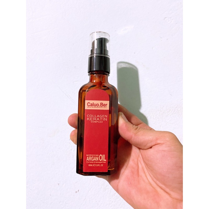 Dưỡng tóc bóng mượt Caluo.Ber Argan Oil Moroccan Collagen Keratin Complex 80ml(Italy)