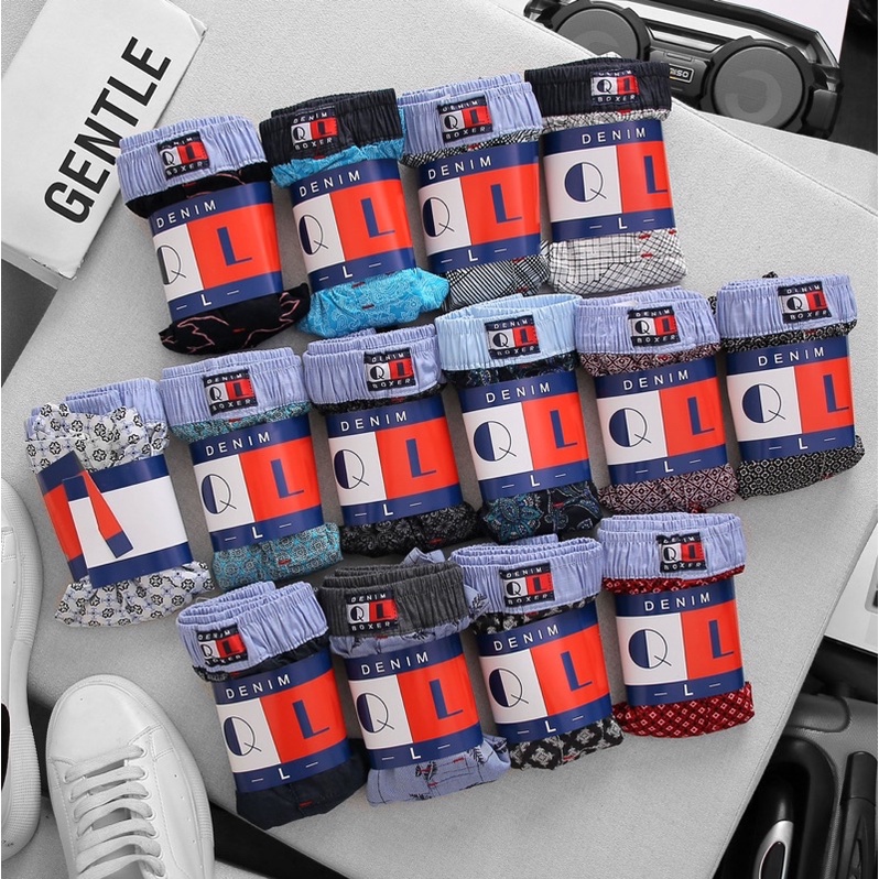 Quần Đùi Ngủ Nam Kate Phối Lưng Denim Chính Hãng - Vải Kate, Cotton 100% - Nhiều Màu Sắc