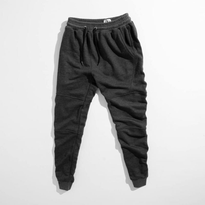 Quần jogger ZARA xuất xịn unisex lưng thun cột dây có túi bên xám đậm, xám nhạt