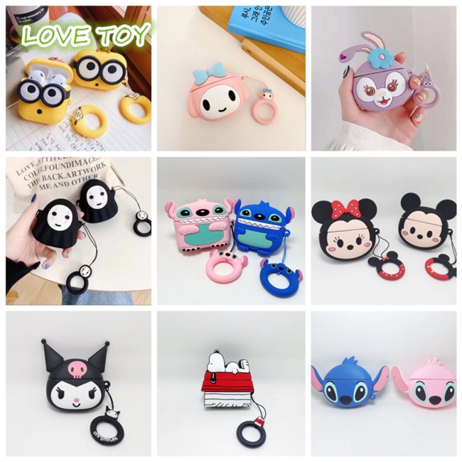 Vỏ Bảo Vệ Hộp Sạc Tai Nghe Bluetooth Bằng Silicon Hình Mickey Minnie Stitch