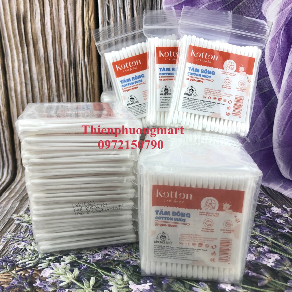 Tăm bông cho bé đầu tăm nhỏ lốc 10 góikotton care for kid - ảnh sản phẩm 7