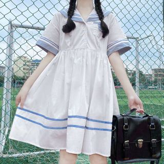 [Kèm ảnh thật - Order] Váy thủy thủ Ulzzang thêu hoa kèm cà vạt~