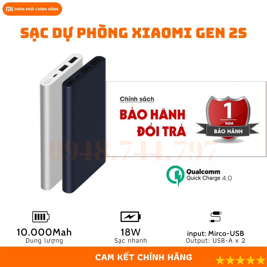 Pin sạc dự phòng Xiaomi gen 3 10000 mAh - Pin dự phòng Xiaomi 10000 mAh