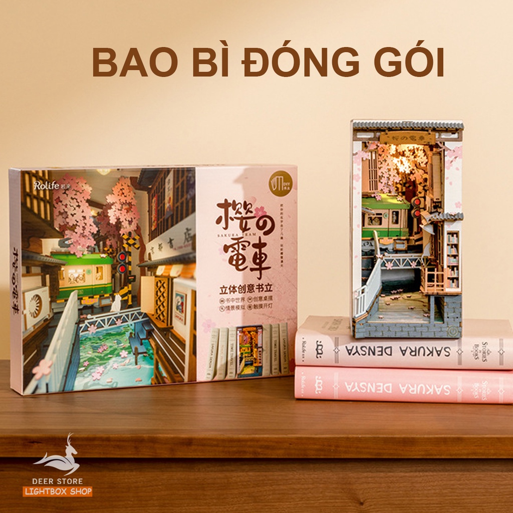 Mô hình 3D Book Nook Robotime Tự Làm bằng gỗ. Trang Trí Kệ sách | Đèn có công tắc cảm ứng. Book Nook DIY