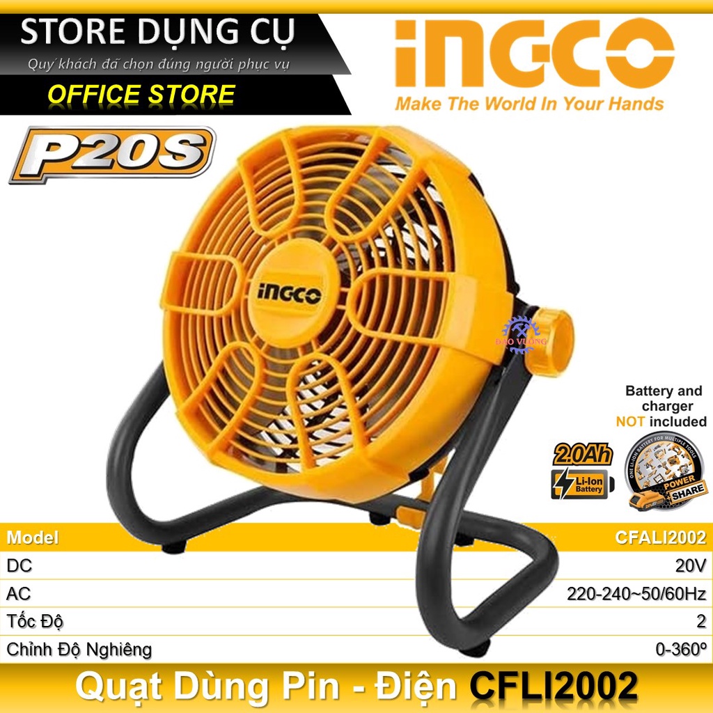 20V Quạt dùng pin Lithium INGCO CFALI2002