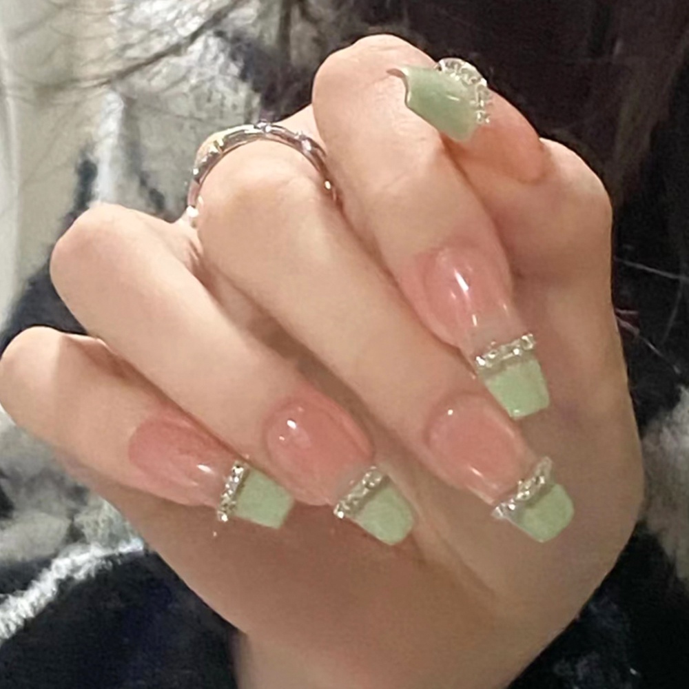 2407 YUKEHUI bộ móng tay giả set móng giả trong suốt móng tay giả đính nơ móng tay giả dài đính đá móng giả đẹp bộ móng tay giả đính đá móng tay giả đính đá ngắn  móng tay giả kèm keo  móng giả đẹp