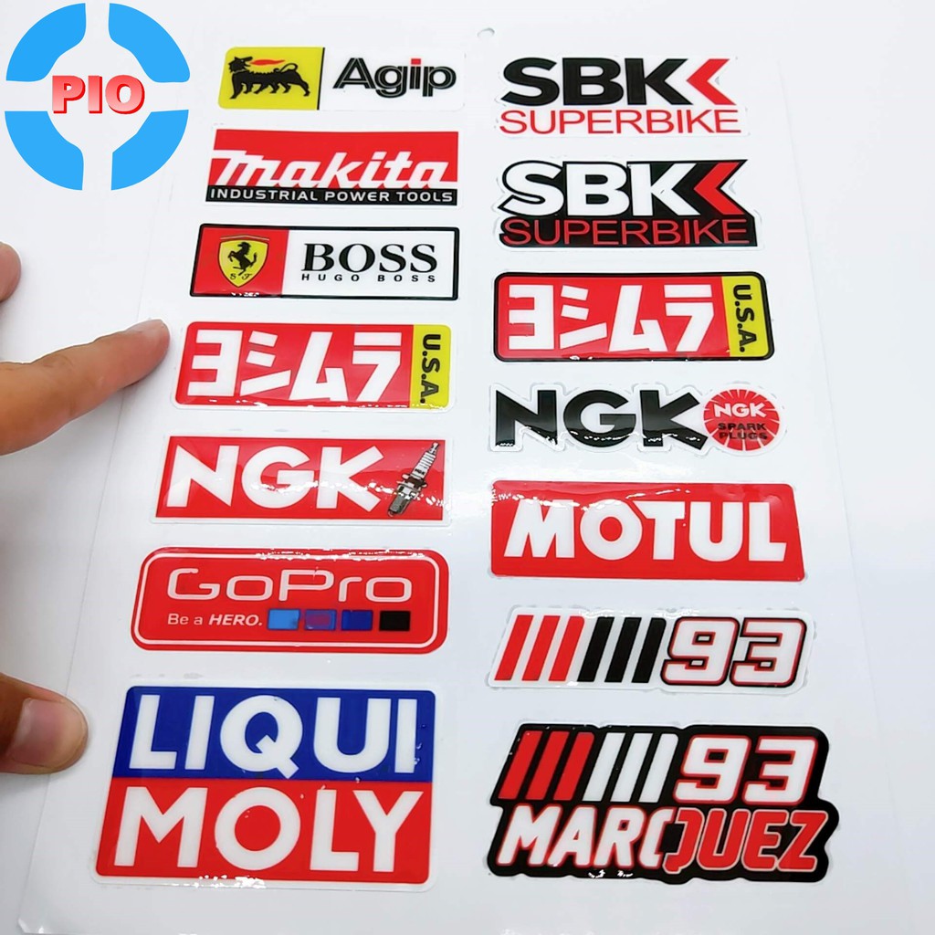 Bộ Tem SBK Agip Dập Nổi Cao Cấp Dán Xe Máy, Ô Tô, Mũ Bảo Hiểm, Chống Thấm Nước, Chống Bay Màu