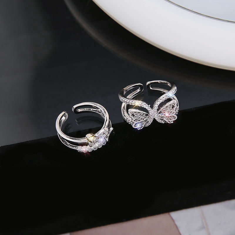 Nhẫn Đính Đá Zircon Kiểu Dáng Đơn Giản Hợp Thời Trang