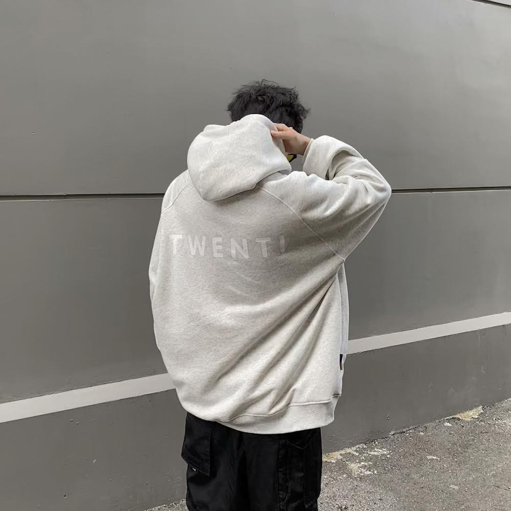 ÁO HOODIE TWENTI NỈ MỎNG XÁM IN BASIC