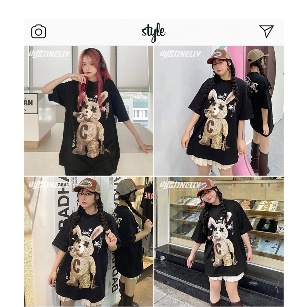 Áo Nelly - Áo phông Nelly Heybig 100% cotton - BAD BLACK RABIT 123