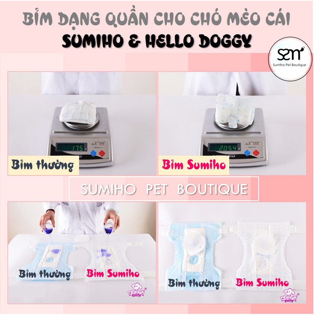 Bỉm quần cho chó mèo cái (Female) Sumiho công nghệ Ý (Nhiều size) thấm hút vượt trội