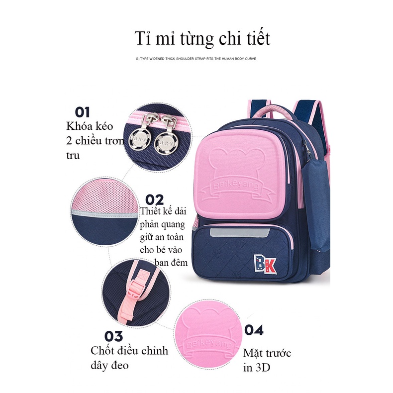 [Hot trend -cho bé từ lớp 3 - 9] Balo Đi Học Cho Bé Trai, Cặp Học Sinh Beikeyang Cao Cấp Cho Bé Trai, Có Dải Phản Quang