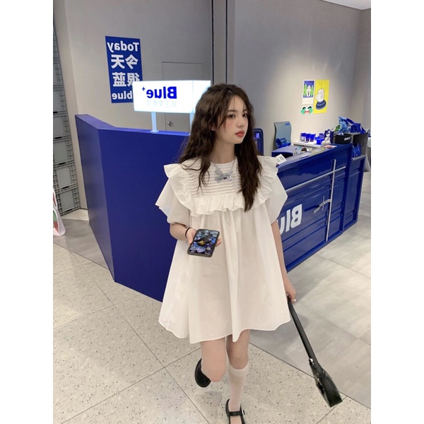 Váy babydoll trắng tiểu thư xinh xắn đáng yêu hàn quốc