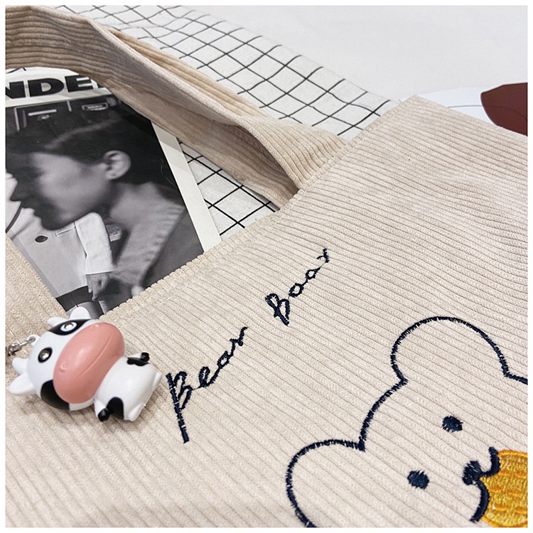 Túi Xách Đeo Vai Vải Nhung Kẻ Phong Cách Hàn Quốc Dễ Thương Cho Nữ