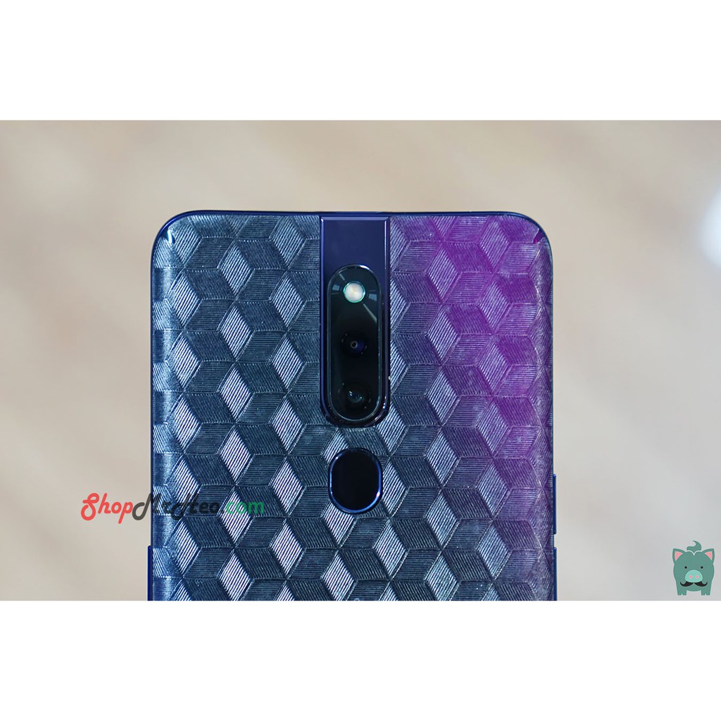 Skin Dán Mặt Sau Lưng Vân 3D OPPO F11 - F11 pro - Carbon. Hình hộp. Nhám